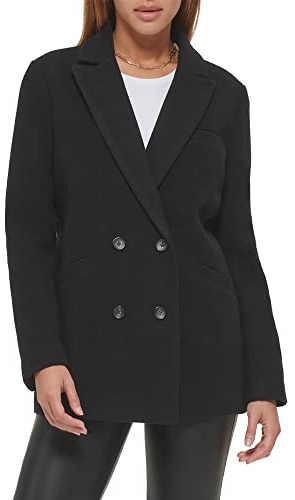 Levi's Women's Wool Blend Double Breasted Blazer, Black, X-Large