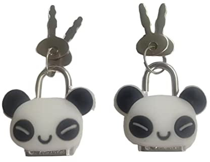 Simpatico lucchetto a forma di panda con chiavi per valigie, portagioie, borse, mini lucchetti di sicurezza per zaini, armadietti, armadietti, idea regalo (confezione da 2)
