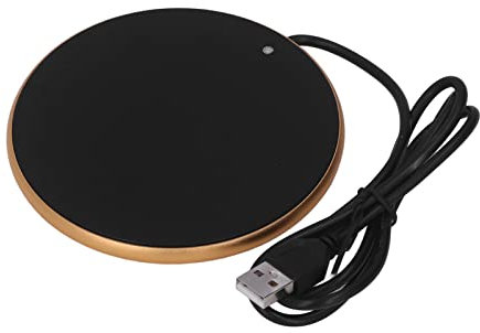 Chauffe-tasse USB de bureau avec température constante de 55 °C, dessous de verre chauffant intelligent pour boissons chaudes à la maison et au bureau Ø 10,3 cm (doré)