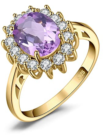 JewelryPalace Prinzessin Diana Kate Middleton Edelstein Smaragd Saphir Topas Amethyst Citrin Granat Peridot Rubin Ringe, Verlobungsring Promise Ring Silber 925 Damen Schmuck Rosegold Gold