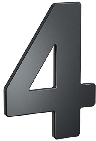 BASI | Numéros de maison en acier anthracite | Chiffres 0 à 9 | Lettres a - c | Matériel de fixation inclus | Chiffre 4