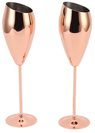 2 Pcs Cuivre Champagne Flûtes Ensemble Bar Verres Coffret En Acier Inoxydable Cuivre Plaqué Tulipe Coupe Gobelet Verre À Vin Verre à Champagne avec Laiton Plaqué Boîte