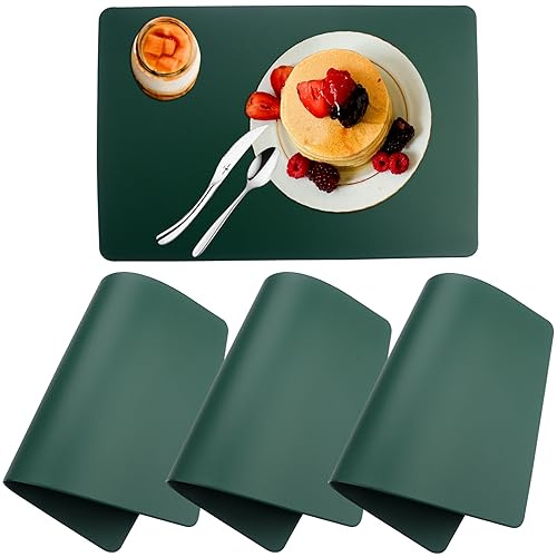 Roellgs Besteckmatten, rutschfeste Tischmatten, waschbare Tischmatten, 4er Set, hitzebeständige isolierte Platzsets, Platzsets für Küche und Esszimmer (Grün)