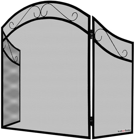 KOTARBAU® Funkenschutzgitter Schutzgitter Kamin 80 x 130 cm 3-teilig Schwarz Kaminfunkenschutz Stahl Ofenschutzgitter Ofengitter Kamingitter Kinderschutz Kaminschutzgitter Baby Gitter Schutz Kinder