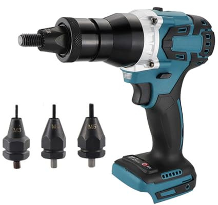 KKnoon Powerful Brushless Electric Rivet Nut Machine Kit Automatic Electric Riveter Set Riveting Tool with Riveter Heads