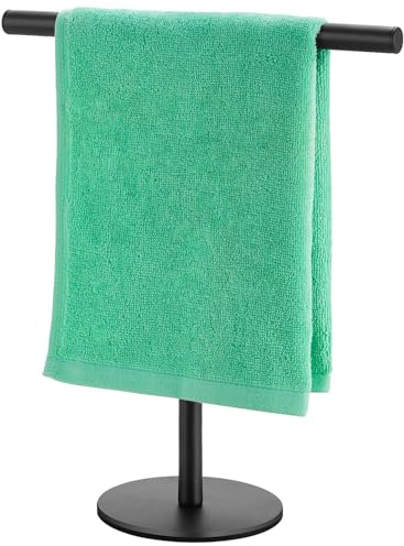 Hand Towel Holder, Bathroom Towel Racks, Countertop Towel Stand, T-Shape Towel Holder for Kitchen, Matte Black Standing Towel Bar