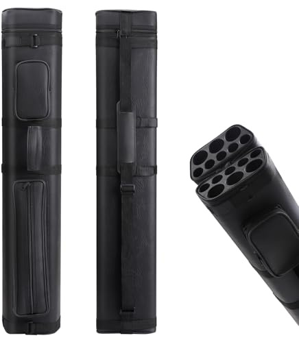 Oztwel 3x5 Pool Cue Case Hard Pool Cue Case Leatherette Billiard Stick Case Pool Stick Case Holds 3 Cue Butts and 5 Cue Shafts (Black)