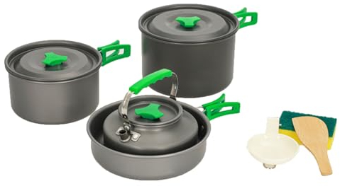 Camping Kochgeschirr Set Für 3-5 Personen Camping Kochset Mit Tragbar Aluminium Topf Teekessel Outdoor Picknick Topf Camping Für Camping Outdoor Picknick Wandern