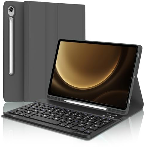 FOGARI Tastatur Hülle für Samsung Tab S10 FE/S9 FE 10.9/Tab S9 11, QWERTZ Deutsches Tastatur Magnetische Kabellose Abnehmbare für Samsung Galaxy Tab S10 FE 2025/S9 FE/S9 2023, Schwarz