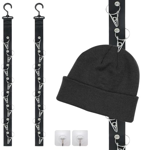 letuxaamz Cap Organizer Huthalter,360°Rotation Hat Organizer Hutständer,Basecap Halterung Wand für Mützen, Krawatten, Schals, Handtaschen,2 Stück Schwarz Kappen Organizer