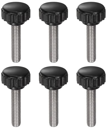 QUARKZMAN 8 Stück Rändelschraube mit Gewinde M6 x 25mm x 18mm Rundkopfschraube Edelstahl 304 Rundgriffbolzen Klemmknöpfe 18mm Handknöpfe Daumenschrauben Spannschraube für Industrie Maschine