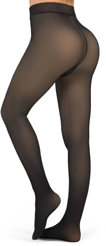 KBVOT Thermo Strumpfhose Damen Winter Thermostrumpfhosen Gefütterte Strumpfhosen Wärme Fleece Strumpfhose Gefälschte Durchscheinend Pantyhose High Waist Dicke Leggins(XS-2XL)
