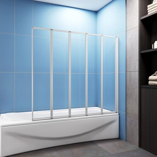 Acezanble 1200x1400mm 5 Fold Pivot Shower Bath Screen