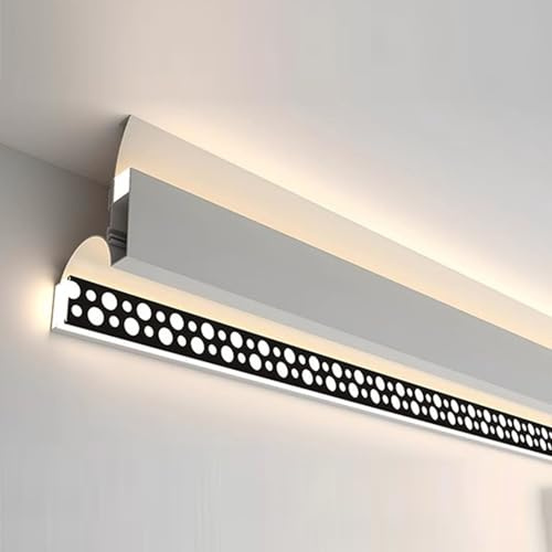 Innovz Coving for Ceilings Crown Moulding Ceiling Profile with Double Lighting Channel, Aluminum Ceiling Cornice Trim Linear, Downward and Upward Lighting Wall Washer Profile(Black,30 m/98.4 ft)