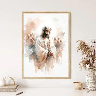 Yocheng Paraboles de Jésus Affiche Croyants Chrétiens Aquarelle Peinture Impression Sur Toile Porche Maison Mur Art Décoration Peinture Suspendue 30x40cm sans cadre