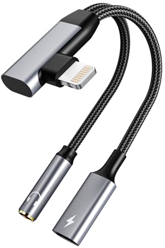2 in 1 Lightning auf 3.5mm Kopfhörer Klinke Adapter und Lightning Laden, iPhone Aux Kopfhörer Adapter Dongle Kabel Splitter kompatibel mit iPhone 14 Pro Max/14 Plus/14/13/12/11/SE/X/XS/XR/8