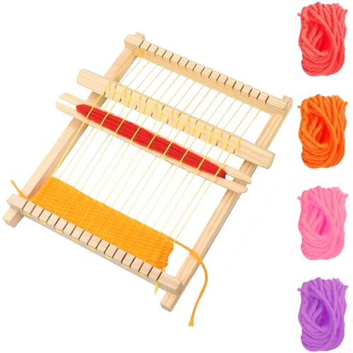 MOAZIFI 16,5x21cm - Webrahmen Kinder Erwachsene - Bastelset Mit U.A. Wolle Einstellstab Kamm - Webstuhl Set Für Anfänger - Weben Für Kinderwebrahmen, Webrahmen Für Kinder Ab 6 Jahre, Webrahmen Kinder