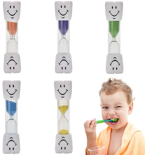 Lot de 5 sabliers de 3 minutes pour se brosser les dents - Minuterie - Minuterie de cuisine - Affichage de l'heure - Multicolore - Pour l'apprentissage, le jeu - Cadeaux créatifs
