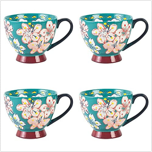 GLETSF Tazas Gigantes para Desayuno, Ensaladera, Taza De Cerámica para Sopa, Taza De Café De Cerámica De Primera Calidad, Taza De Té, Juego De 1/4 De Taza De Café De Cerámica, J4pcs Light Green