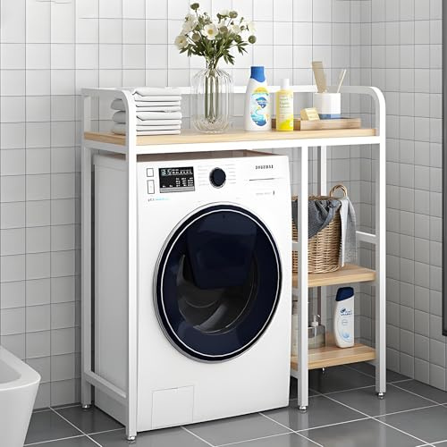 Supporto Lavatrice Asciugatrice,Lavatrice Scaffale,Tamburo Lavastoviglie Ripiano Di Stoccaggio,A 3 Ripiani,Scaffale Lavatrice,Mobile Porta Lavatrice E Asciugatrice A Colonna,Per Bagno, Lavanderia(Brow