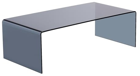 Vente-unique - Mesa de Centro Fija Alonzo - L 110cm x A 55cm x H 35cm - Cristal Templado - Transparente, Negro