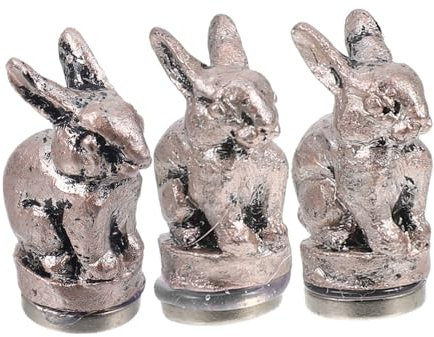 MINAOLULUS 3pcs Magnetic Animal Door Hinge Head Decoration Set Vintage Bronzed Rabbit Hinge Toppers Home Door Decorative Accents