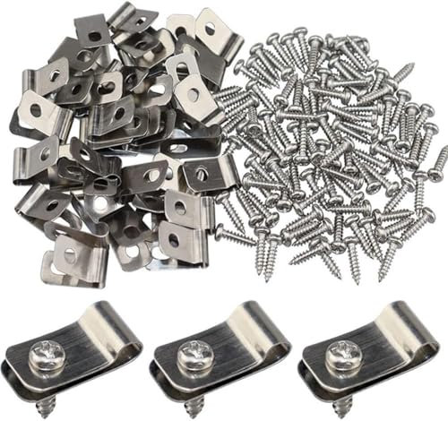 100 Pcs Heavy Duty Stainless Steel Wire Mesh Screw on Clips for Fence and Cage Applications 304 Stainless Steel, for Attaching Wire Mesh and Cables to Wooden Posts and Walls
