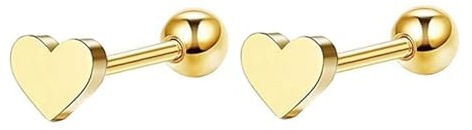 Boucle D Oreille Femme, Clou D'Oreille Acier Inoxydable Or Forme de Coeur pour Bal de Promo Bijoux