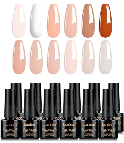Luxbon 12 st gelnagellack - höstfärger - långvarigt gelnagellack för hösten, UV-ledda Soak Off nagellack för manikyr 012