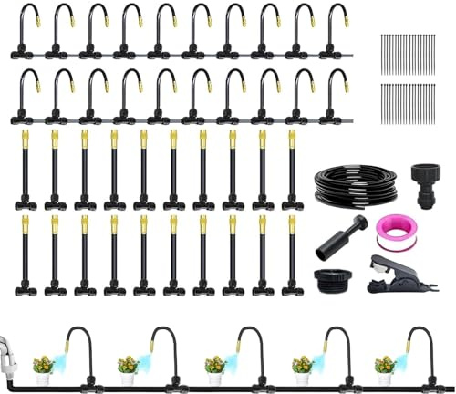 Système d'Irrigation pour Jardin | Kit d'Arrosage pour Jardin avec Tuyau à Goutteurs Réglables - Accessoires de Jardinage Automatique avec Tuyau Flexible, Buse Réglable et Arroseur pour Pelouse et Ter