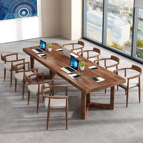 Konferenztisch aus Holz, großer rechteckiger Bürotisch mit Massivholzbeinen, Sitzplätzen für 4–8 cm, einfache Montage für Bürokonferenzräume, mehrfarbig, 160 x 80 cm (Stühle nicht im Lieferumfang