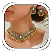 Zinx Indian Jewelry Set for Women Traditional Necklace and Dangling Jhumka Earrings Gift for Festive Occasions