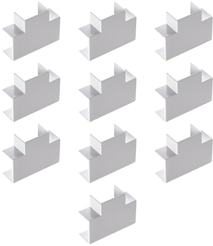 confezione da 10, Giunto a T per minicanalina 60x17mm, bianco, in PVC, tecnopolimero ad alta resistenza, mini canaline, canale per cavi elettrici