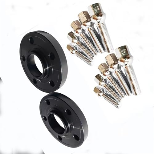Auto Distanzscheiben mit Für Vw Für Glof GTI 15MM 5x11 2 57,1 Centric Bohrung 6061-T6 Spurverbreiterungen Mit Verlängern 45mm Ball Form 14X 1,5(Black)