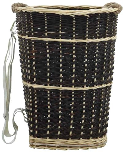 Frdhee Kaminholzregal Holzunterstand Draußen, Holzkorb mit Trageriemen 50 x 44 x 58 cm Natur Weide für Garten, Am Kamin, Innenhof