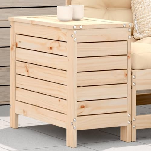 Mandloder Massivholz Gartenhocker Kiefer, 62x31,5x52 cm, Modularer Outdoor-Sitz für Balkon, Terrasse & Patio, Vielseitiger Beistelltisch und Fußhocker, Unbehandeltes Holz