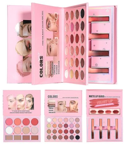 Makeup Palett Book, Blendable Formula, Rosa, Eye Shadow Plate Glitter, Neutrala ögontoner, Special-Event Friendly, för kvinnor Män Vuxna Studenter