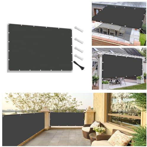 AUWUUA Schermi Protettivi Frangivista Balcone 1.3x5M Vela Ombreggiante Impermeabile Rettangolare, Tenda da Sole per Esterno, Tenda a Vela Parasole Occhiellato per Piscina, terrazze, Antracite