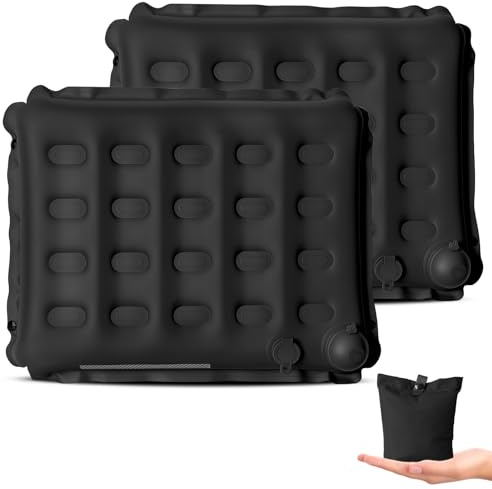 2 cojines de asiento autoinflables 42 x 34 x 6 cm, cojín hinchable para avión, camping, ultraligero, plegable, ultraligero, para exteriores, para avión, viajes, camping, silla de oficina
