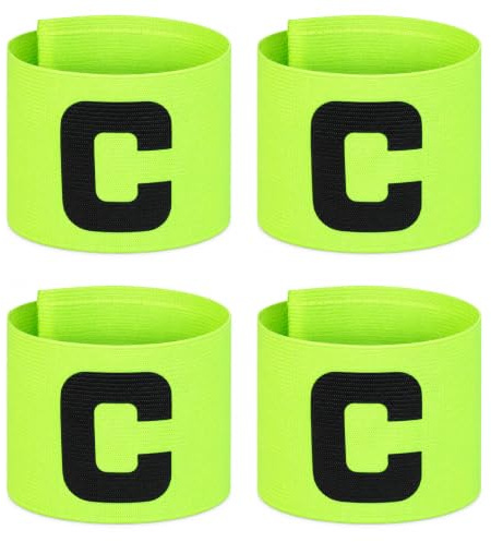 4 Stück Kapitänsbinde, Verstellbar Kapitänsbinde Kinder Elastische | Neongrün Capitan Armbinde, Kapitänsbinde für Kinder Erwachsene, für Fußball Und Rugby