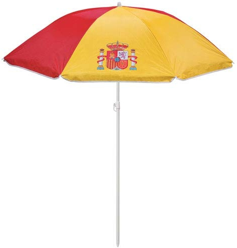 Genérico Sombrilla de Playa de España con Protección UV – Bandera de España con Mástil Inclinable y Bolsa de Transporte – 150cm de Diámetro
