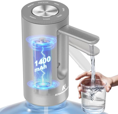 KitchenBoss Dispensador de Agua Eléctrico 1-5 Galones | Dispensador de Agua para Garrafas Portátil, Bomba Agua Garrafa con 7 Modes