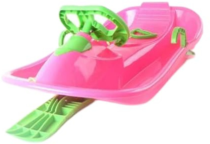 QUXVUIS Lenkbarer Schneeschlitten begeistert Kinder mit einzigartigen Funktionen – Spaß im Freien, fördert Gleichgewicht und Geschicklichkeit –, Rosa, 102 x 19 x 48 cm