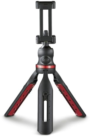 Hama Handy Stativ und Kamerastativ (Reisestativ mit Handyhalterung, Tischstativ mit Kugelkopf, höhenverstellbares Mini-Stativ bis max. 19 cm, aus Aluminium und nylonverstärktem Kunststoff) schwarz