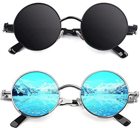 CGID Retro Runde Sonnenbrille Herren Damen Polarisiert Vintage Steampunk Rund Metallrahmen Brille mit UV400-Schutz