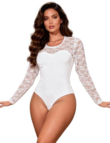 comeondear damer kropp långärmad spets sexig rund hals toppar babydoll underkläder jumpsuit bodysuit en del teddy stor storlek med knappar
