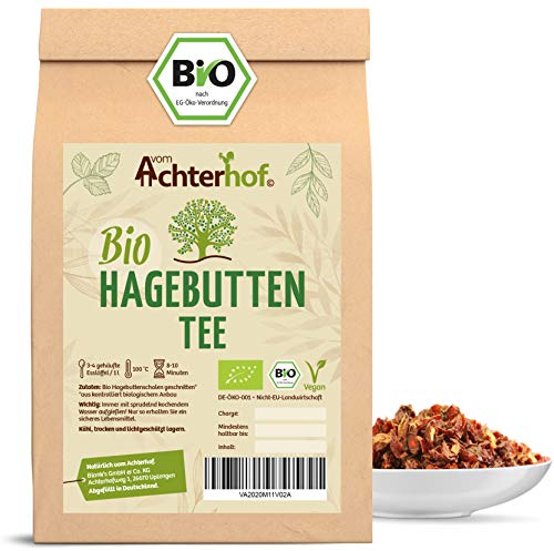 Hagebuttentee BIO lose 250g | Hagebuttenschalen geschnitten | fruchtiges, süß-würziges Aroma | höchste Bio-Qualität | Hagebutten Tee | vom Achterhof
