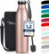 Milu Stainless Steel Drinking Bottle 750 ml - Insulated Thermo Flask for Water - Leak Proof, Insulated and Double Walled, Carbonated (Rose Gold, 750ml)