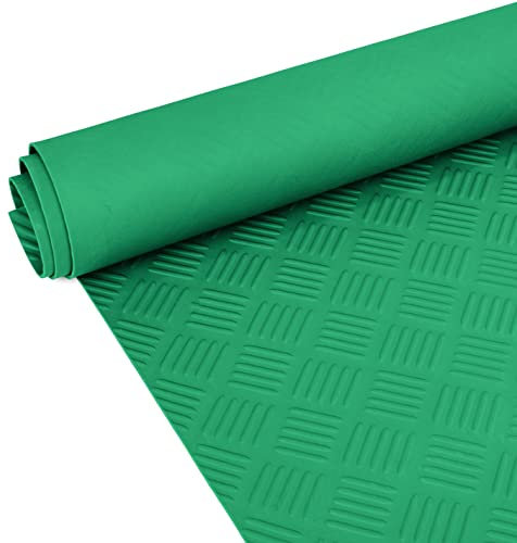 Tappetino in gomma scanalato al metro, 3 mm, in lamiera striata come pavimento da officina, rivestimento per pavimenti, panchina da lavoro, tappetino in gomma per rimorchi, garage, verde, 120 x 100 cm