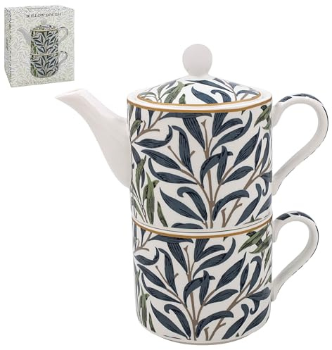 Mindre & Pavey Willow Bough Keramisk Kopp Tekanna Presentset | Presentset Inkluderar Kopp och Tekanna För 1
